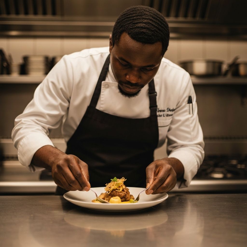 Chef preparing an authentic African dish in the kitchen